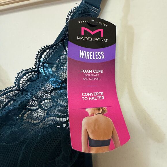 NWT Maidenform Bralette Women's 36C Lace Sexy Lightly Lined Convertible Halter - Picture 4 of 9